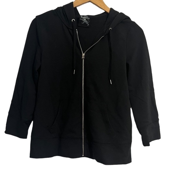 Y2K Style Express Lion Metallic Gloral Zip Up 3/4 sleeve sweatshirt Medium - Picture 2 of 4